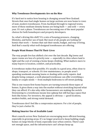 Why Townhouse Developments Are on the Rise