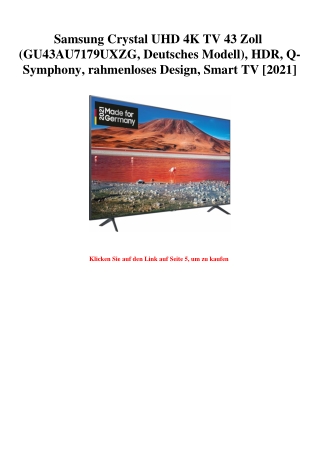 4171 Samsung Crystal UHD 4K TV 43 Zoll  GU43AU7179UXZG  Deutsches Modell   HDR  Q-Symphony  rahmenloses