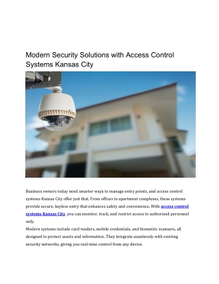 Modern Security Solutions with Access Control Systems Kansas City