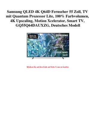 4872 Samsung QLED 4K Q64D Fernseher 55 Zoll  TV mit Quantum Prozessor Lite  100  Farbvolumen  4K Upscali