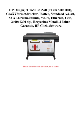 1581 HP DesignJet T650 36 Zoll  91 cm 5HB10D   GroÃƒÂŸformatdrucker  Plotter  Standard A4-A0  82 A1-Druc