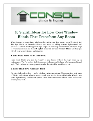 10 Stylish Ideas for Low Cost Window Blinds That Transform Any Room