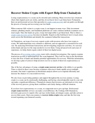 Recover Stolen Crypto with Expert Help from Chainalysis