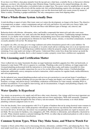 Licensed Plumbing Experts for Whole-Home Water Filtration
