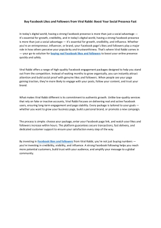 Buy Facebook Likes and Followers from Viral Rabbi Boost Your Social Presence Fast