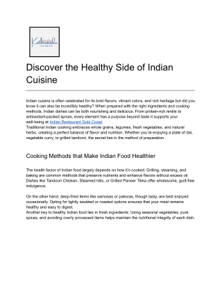 Discover the Healthy Side of Indian Cuisine