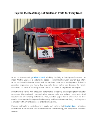 Explore the Best Range of Trailers in Perth for Every Need