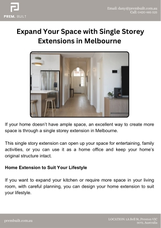 Expand Your Space with Single Storey Extensions in Melbourne