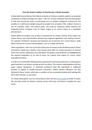 How the Gelato Tradition of Italy Became a Global Sensation