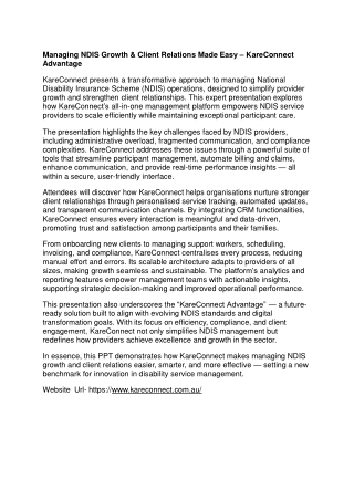 Managing NDIS Growth & Client Relations Made Easy – KareConnect Advantage