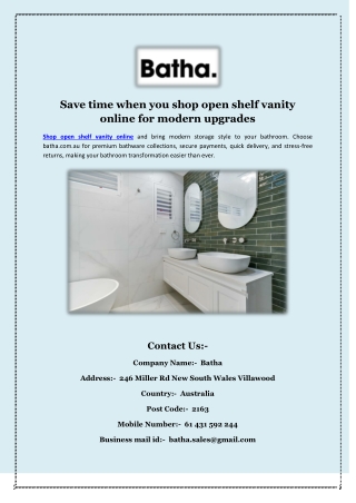 Save time when you shop open shelf vanity online for modern upgrades