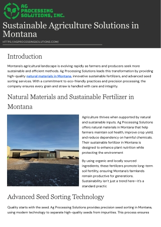 Sustainable Agriculture Solutions in Montana