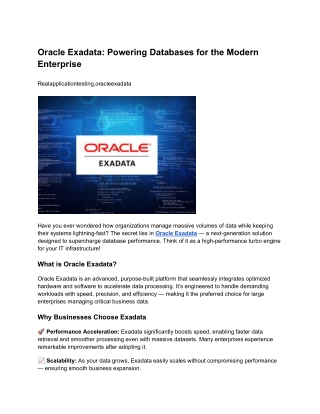 Oracle Exadata_ Powering Databases for the Modern Enterprise