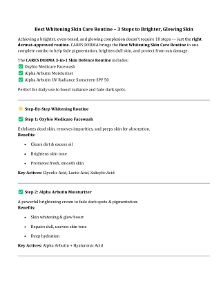Best Whitening Skin Care Routine