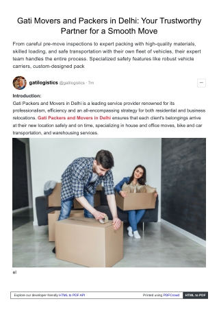 Leaders in Reliable Relocation: Gati Packers and Movers in Delhi