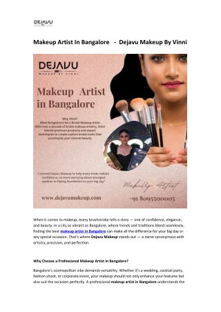 Makeup Artist In Bangalore