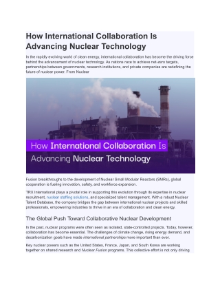How International Collaboration Is Advancing Nuclear Technology