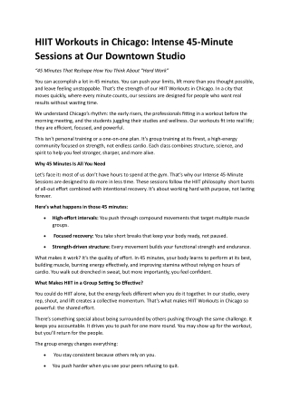 HIIT Workouts in Chicago