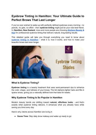 Eyebrow Tinting in Hamilton_ Your Ultimate Guide to Perfect Brows That Last Longer