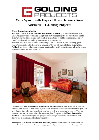 Your Space with Expert Home Renovations Adelaide