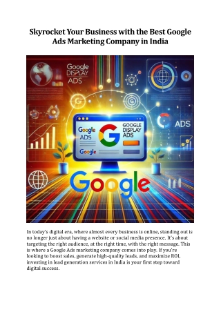 Best Google Ads Marketing Company in India