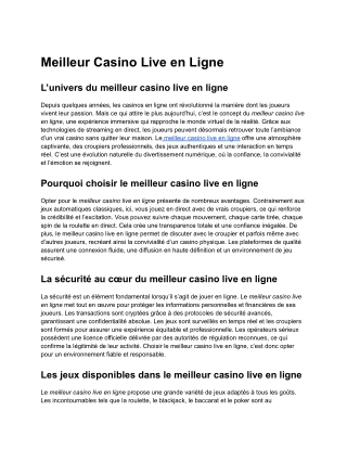 meilleur casino live en ligne