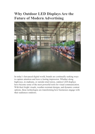 Why Outdoor LED Displays Are the Future of Modern