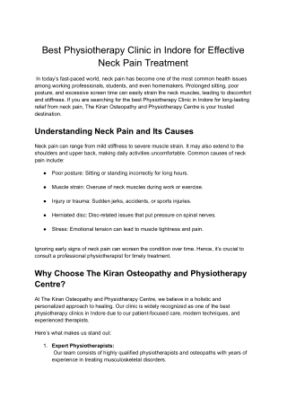 Trusted Chiropractor in Indore