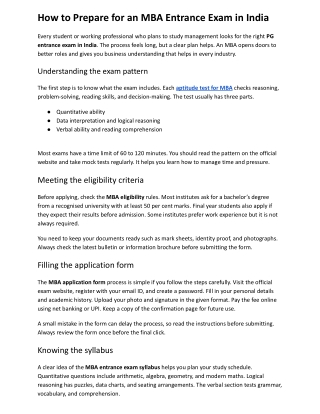 How to Prepare for an MBA Entrance Exam in India