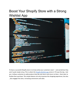 Boost Your Shopify Store with a Strong Wishlist App