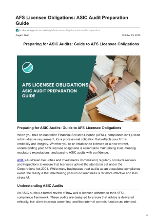 AFS Licensee Obligations_ ASIC Audit Preparation Guide