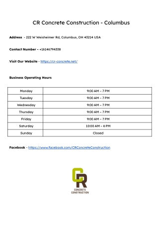 CR Concrete Construction - Columbus