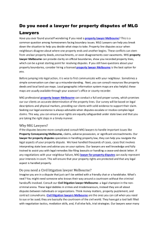 Do you need a lawyer for property disputes of MLG Lawyers