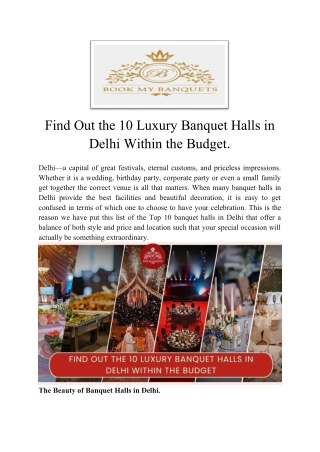 Top 10 Luxury Banquet Halls in Delhi