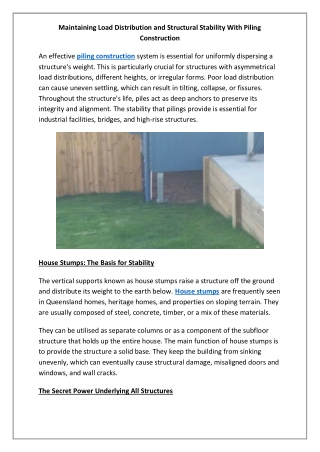 Maintaining Load Distribution and Structural Stability With Piling Construction