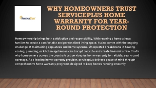Why Homeowners Trust ServicePlus Home Warranty for Year-Round