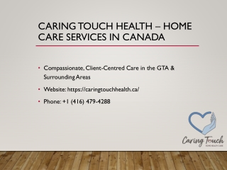 Caring Homes in Canada | Compassionate In-Home Care by Caring Touch Health