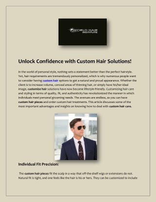 Personalized Perfection — Experience Custom Hair Like Never Before
