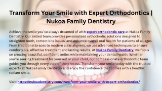 Transform Your Smile with Expert Orthodontics  Nukoa Family Dentistry