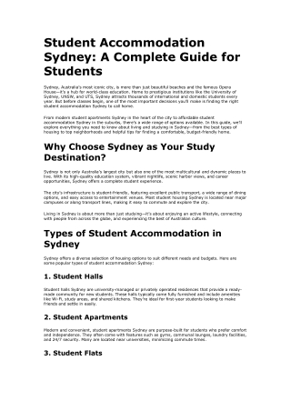 Student Accommodation Sydney | Affordable Housing & Flats