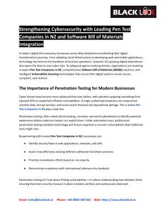 Strengthening Cybersecurity with Leading Pen Test Companies in NZ and Software Bill of Materials Integration