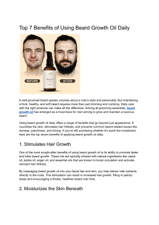 Top 7 Benefits of Using Beard Growth Oil Daily