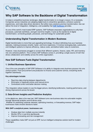 Why SAP Software Is the Backbone of Digital Transformation
