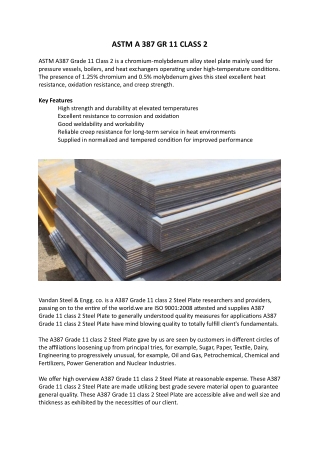 ASTM A 387 GR 11 CLASS 2