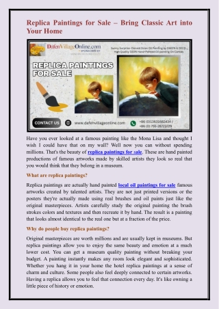 replica paintings for sale