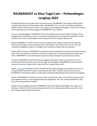 RAJABANDOT ✈️ LOGIN ALTERNATIF TOGEL ONLINE TERBAIK PASARAN RESMI 2025