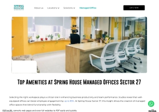 Top Amenities at Spring House Managed Offices Sector 27