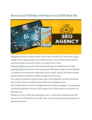 Boost Local Visibility with Smart Local SEO Near Me
