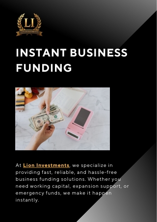 Instant Business Funding | Lion Investments