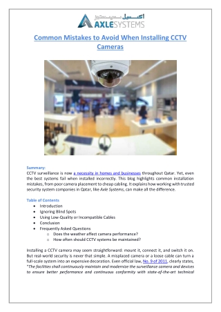 CCTV Installation Mistakes to Avoid in Qatar - Axle Systems